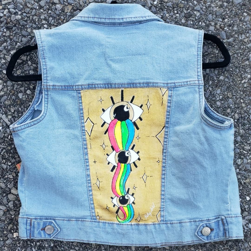 Handpainted jean vest